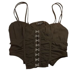 White Fox Black Corset Top Small
